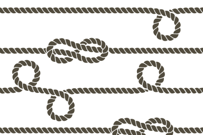 Navy rope with marine knots vector seamless pattern