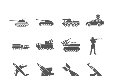 Army, military vector icons set