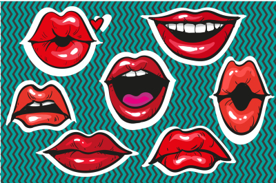 7 moody lips stickers