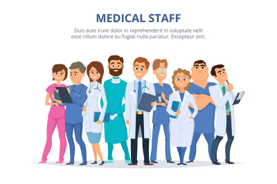 Medical staff. Group of male and female doctors