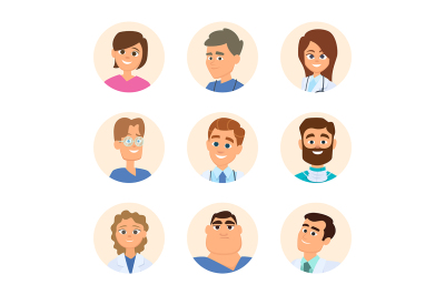 Medical nurses and doctors. Avatars in cartoon style