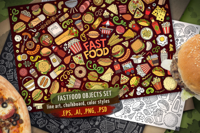 Fast Food Objects &amp; Elements Set