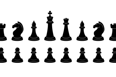 Silhouette of chess. Vector monochrome illustrations isolate