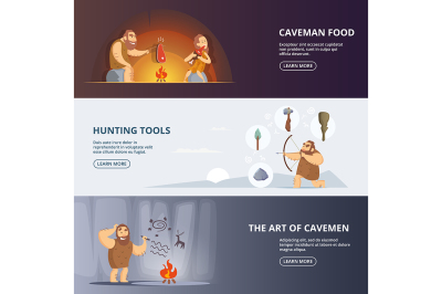 Caveman and woman in prehistoric period