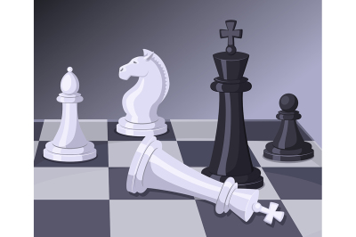 Final of chess game. Checkmate on chess board. Business concept