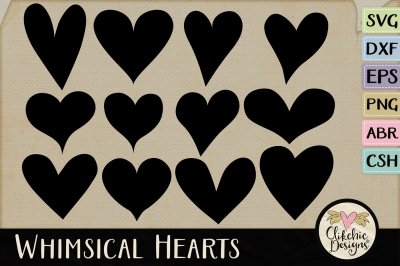 Whimsical Hearts SVG & DXF Cutting files, Photoshop Brushes