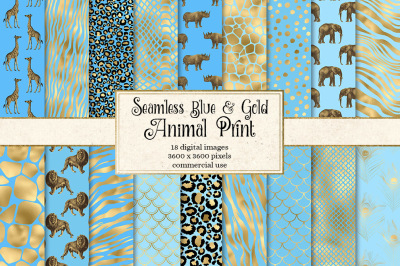 Blue and Gold Animal Print