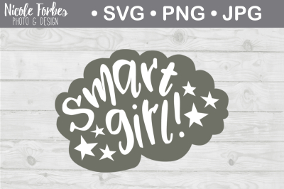 Smart Girl Brain SVG Cut File
