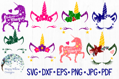 Unicorn Bundle, Christmas, Magic, Flower SVG/DXF/EPS/PNG/JPG/PDF 