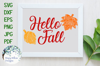 Hello Fall, Leaves, Leaf, SVG/DXF/EPS/PNG/JPG/PDF