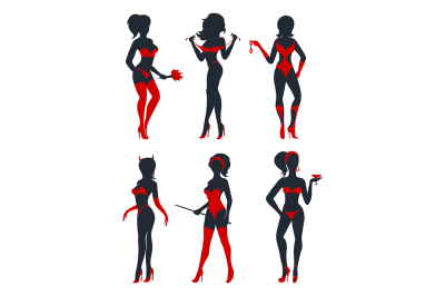 Sexy Woman Silhouettes Set