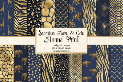 Navy and Gold Animal Skins digital paper