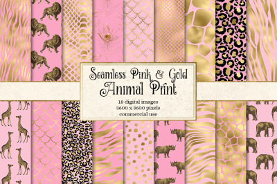 Pink and Gold Animal Skins digital paper