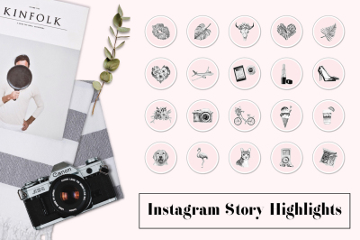 Blush & Black Watercolor Instagram Story Highlights