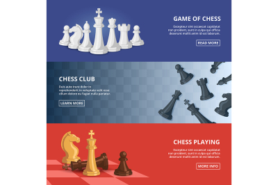 Horizontal banners set with illustrations of chess