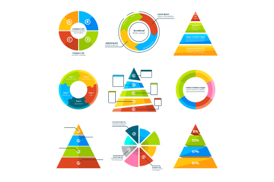 Triangles, pyramids and round elements for infographics