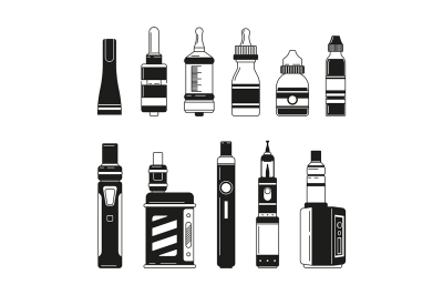 Electronic cigarettes and bottles for smoking club or shop