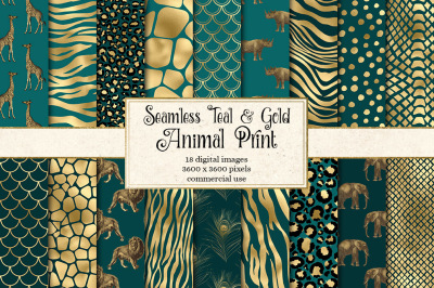 Teal and Gold Safari Animal Skins