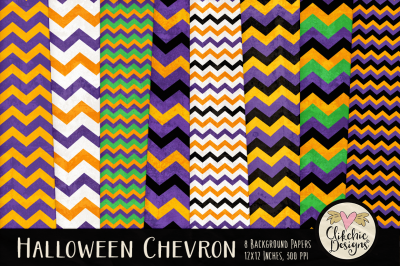Halloween Chevron Texture Background Paper Pack