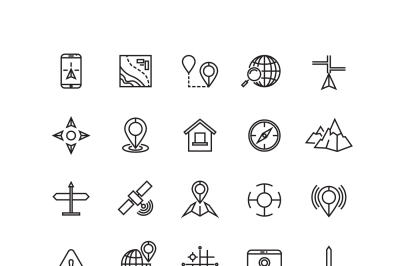 Outline location icons set