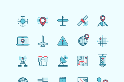 Maps and location flat vector icons