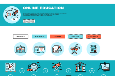 E-learning, education or training courses web design template