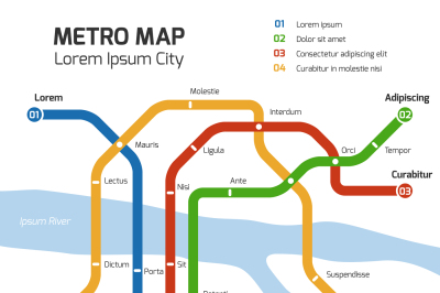 Metro subway map. Vector transportation concept