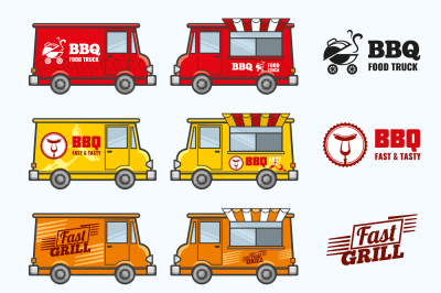 Food trucks vector set