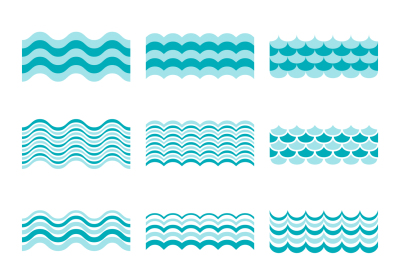 Seamless blue wave vector patterns