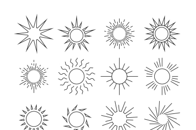 Sun line vector icons