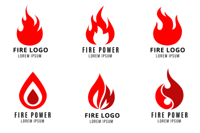 Vector logo set with fire symbols