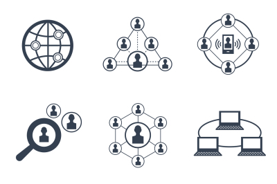 Social network with people symbols. Vector icons set