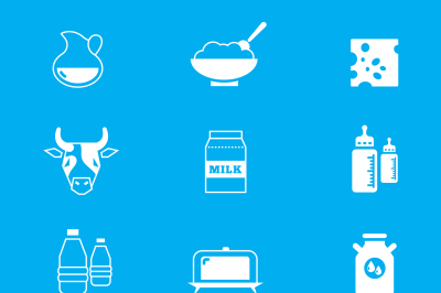 Milk, dairy products vector icons set