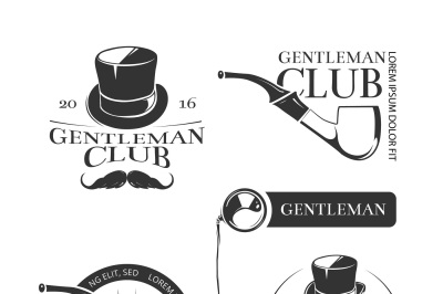 Retro gentleman club vector logos, emblems, labels, badges