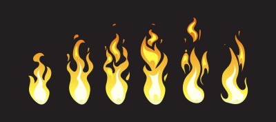 Cartoon comic vector fire animation frames for computer game