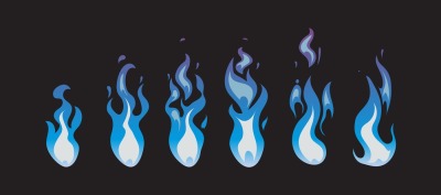 Blue fire vector animation sprites, flames