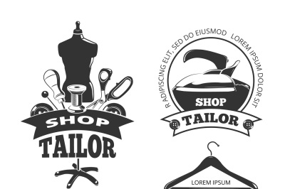 Vintage tailor vector labels, badges, emblems