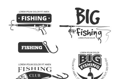 Retro fishing club vector badges&2C; labels&2C; logos&2C; emblems