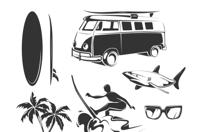 Vector elements for summer surfing