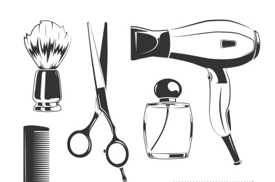 Vector black elements for barber shop