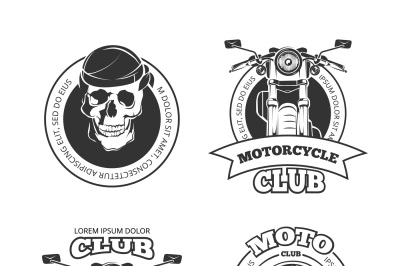 Vintage vector motorcycle or motorbike club emblems