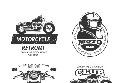Retro motor club labels vector set