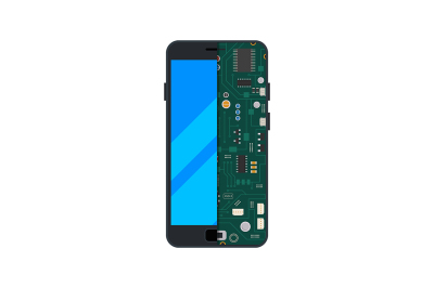 Illustration of electronic circuit of mobile phone or smartphone