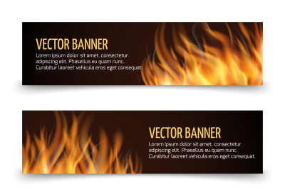 Hot fire advertisement vector horizontal banners set