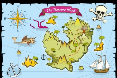 Vector pirate treasure color map