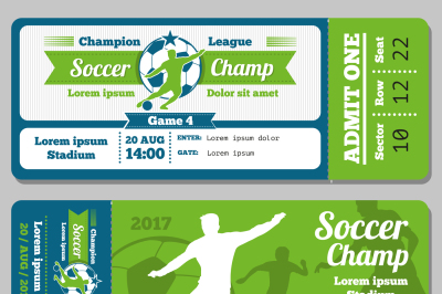 Football, soccer vector ticket template