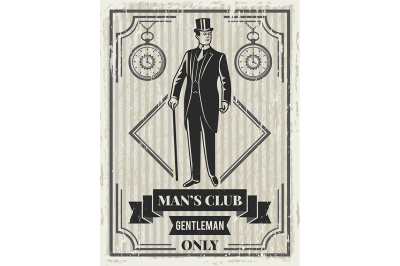 Design template of retro poster for gentleman club