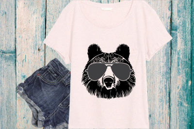 Bear Whit Glasses Silhouette SVG Momma mom mama dad daddy papa 884s