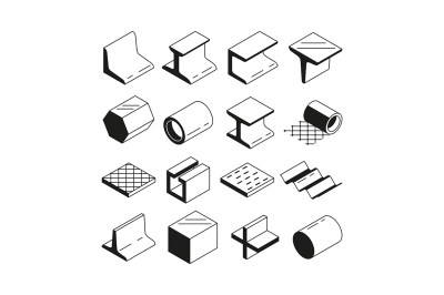 Icons set in monochrome. Metallurgy production