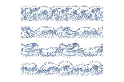 Horizontal seamless patterns with different ocean waves